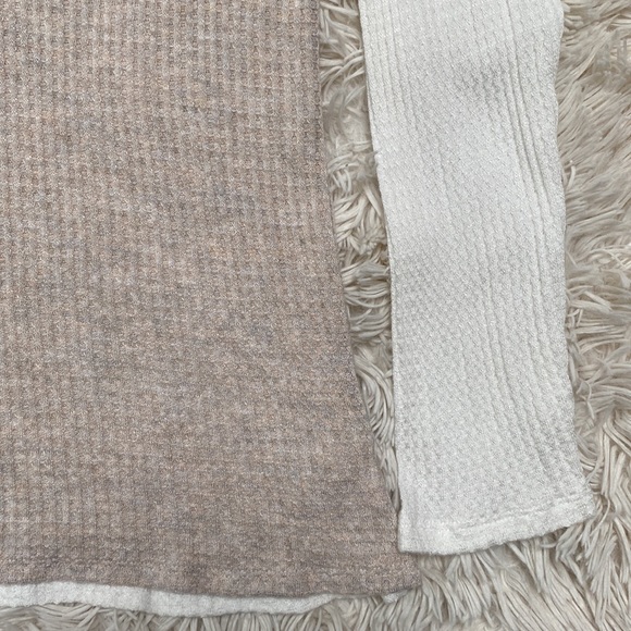 Christie Jenny Boston Waffle Notch Collar Waffle Top 💗 Pink Oatmeal & White - Picture 12 of 15